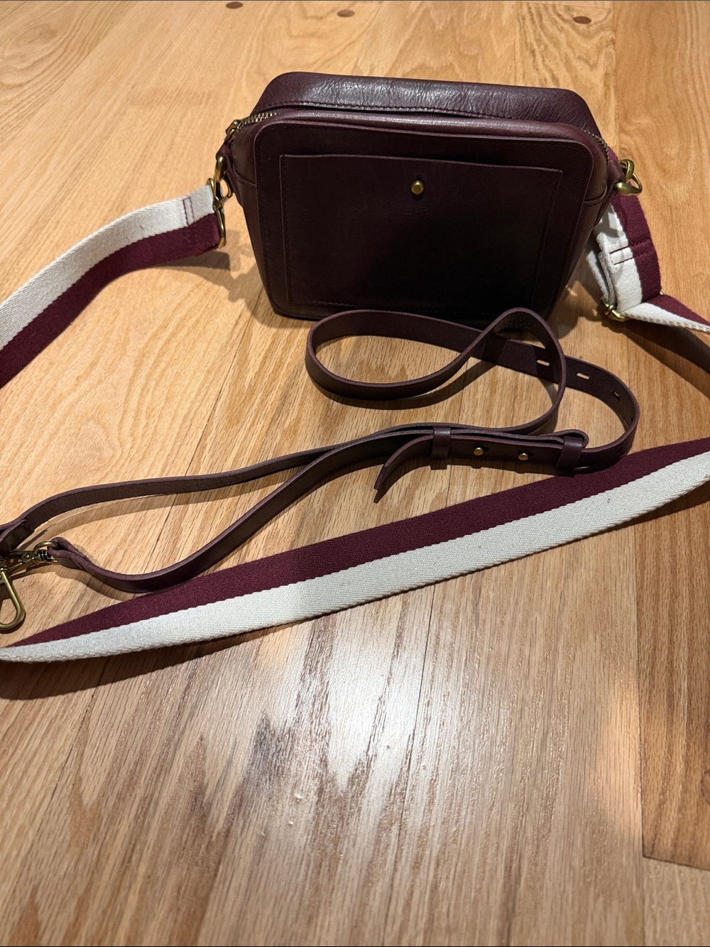 Madewell Leather Camera Bag Small Burgundy Interchangeable Straps, cross body